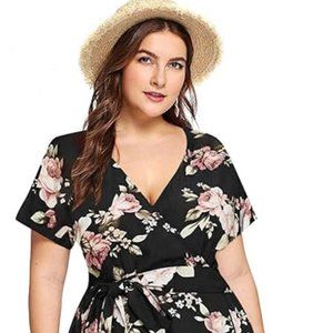 Milumia Plus Size Women Empire Waist Asymmetrical High Low Bohemian Maxi Dress